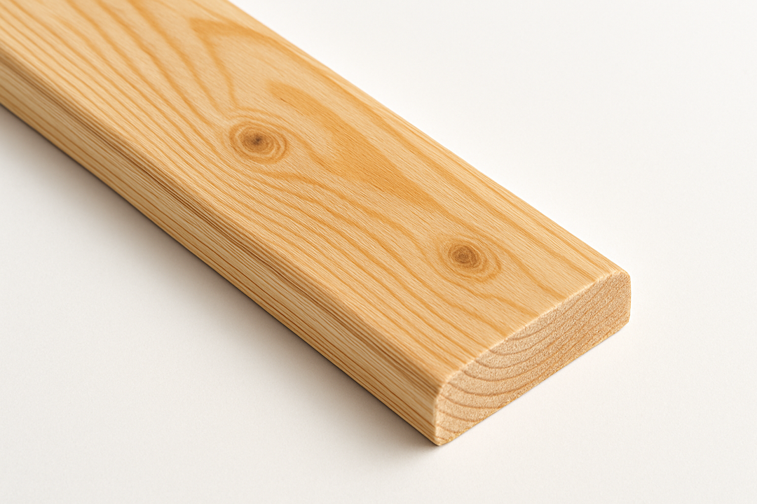 Closeup van een grenen sierlijst