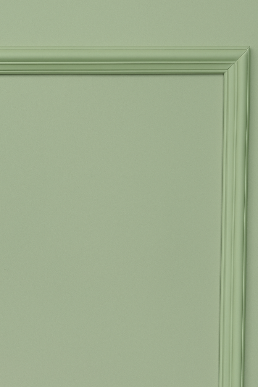 Closeup van Flexlijst Classic groen geverfd