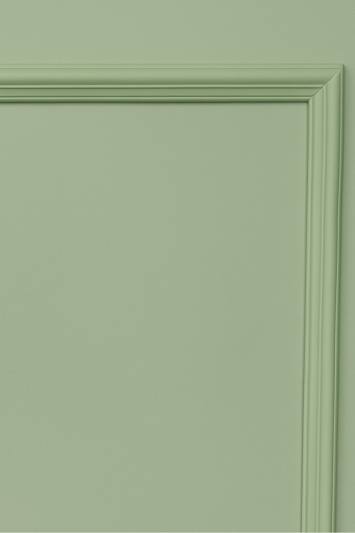 Closeup van Flexlijst Classic groen geverfd