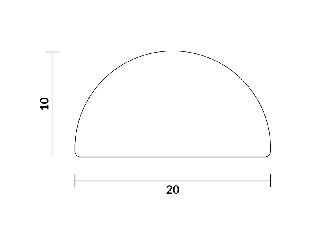 Doorsnede van Flexlijst Luna 1mm dik en  2mm breed met transparante achtergrond