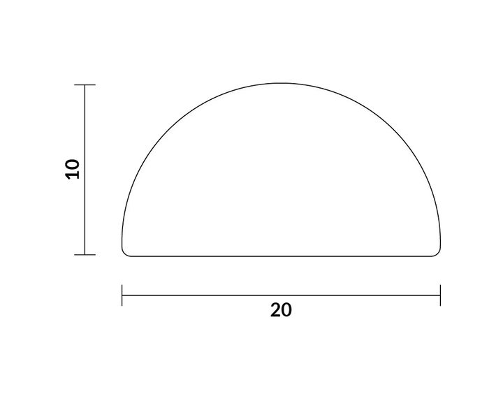 Doorsnede van Flexlijst Luna 1mm dik en  2mm breed met transparante achtergrond