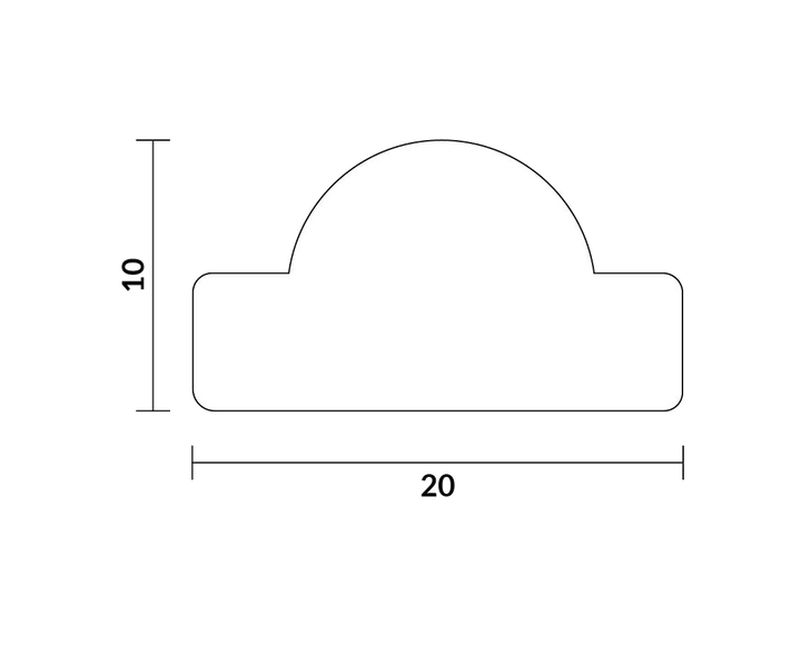 Doorsnede van Flexlijst Nova 1mm dik en  2mm breed met transparante achtergrond