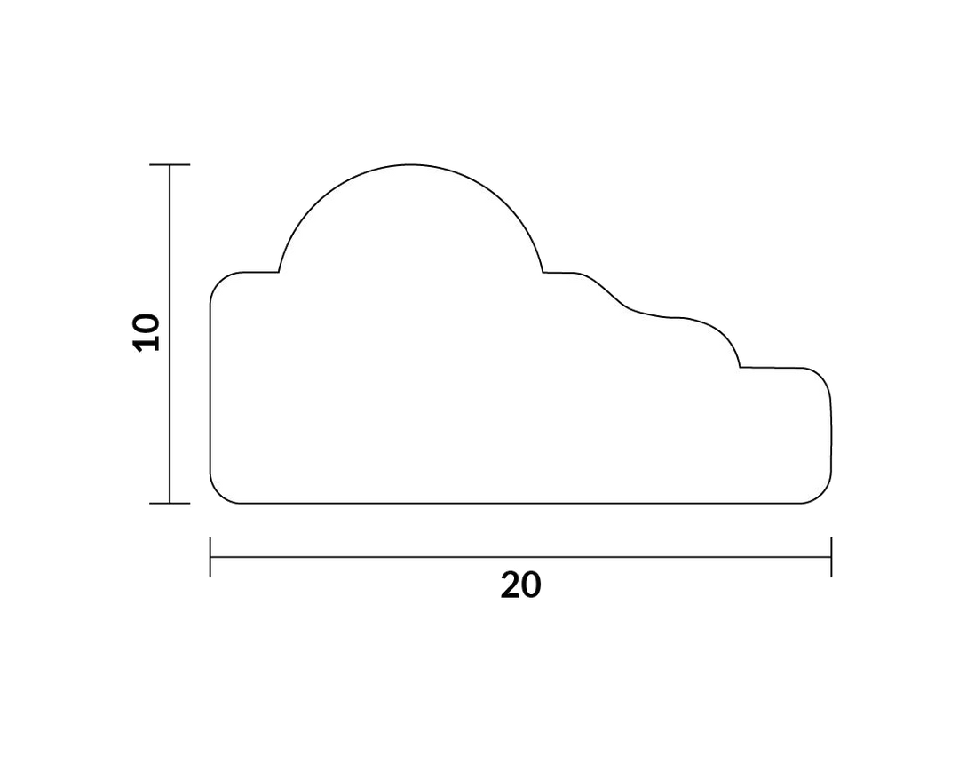 Doorsnede van Flexlijst Classic 1mm dik en  2mm breed met transparante achtergrond